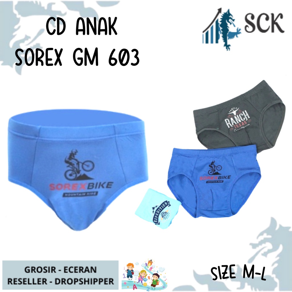 [ISI 3] CD Anak Laki-Laki SOREX GM 603 / Celana Dalam Halus Ukuran M-L / Pakaian Dalam Cowok - sckmenwear GROSIR