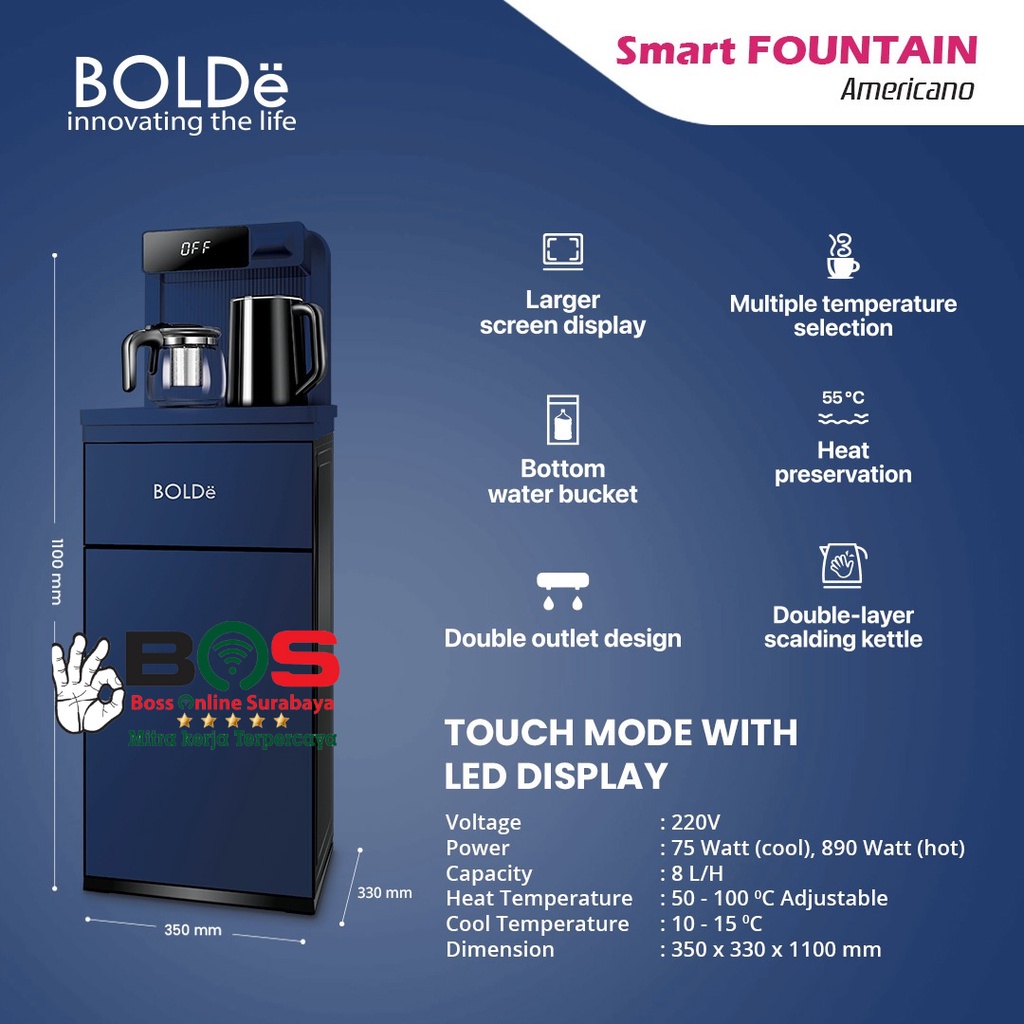 Bolde Super Smart Dispenser Americano Smart Fountain Dispenser Panas Dingin Normal