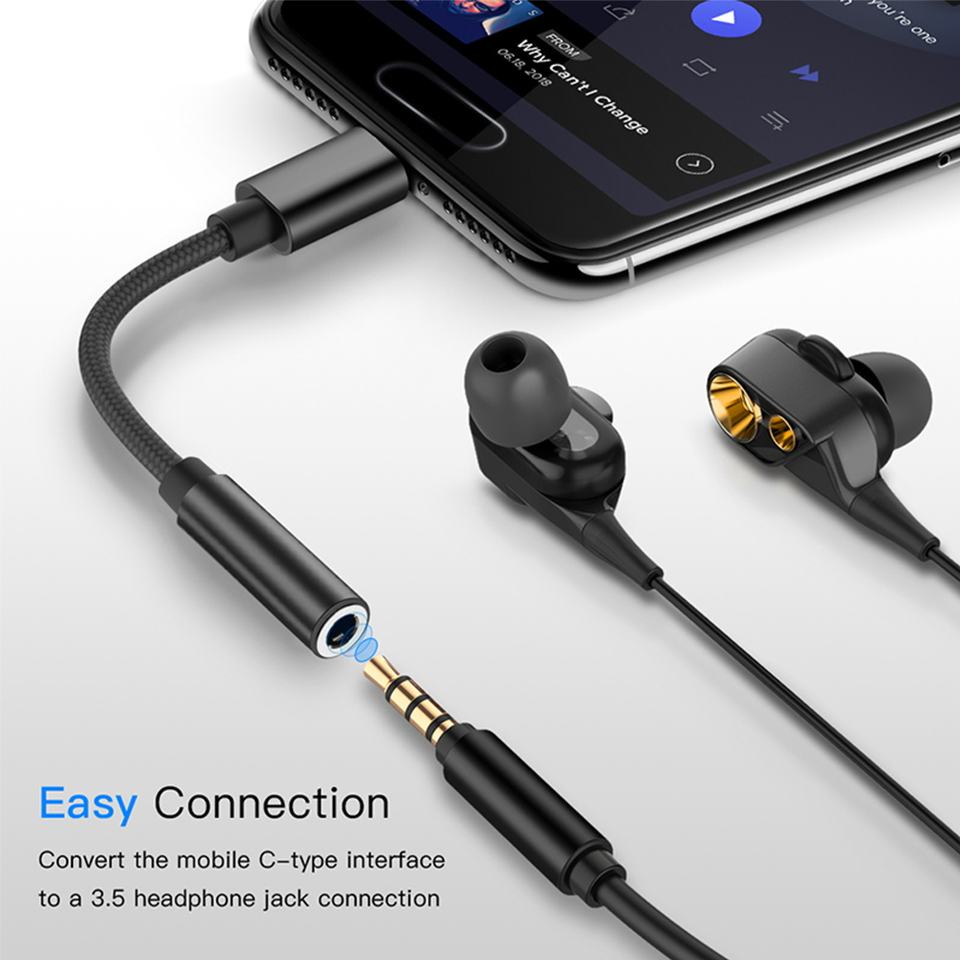 Converter Adapter Type C to Aux 3.5mm Female Jack Audio High Quality