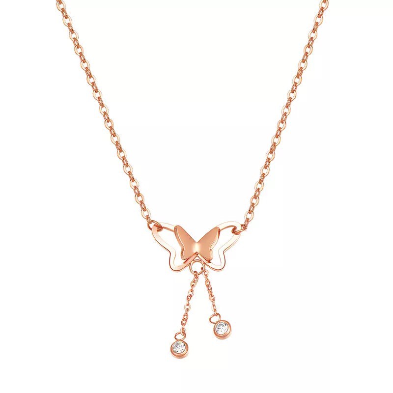 Butterfly Kalung Choker Model Kupu-Kupu Dengan Rumbai | Perhiasan Bahan Stainless Steel Untuk Aksesoris Wanita