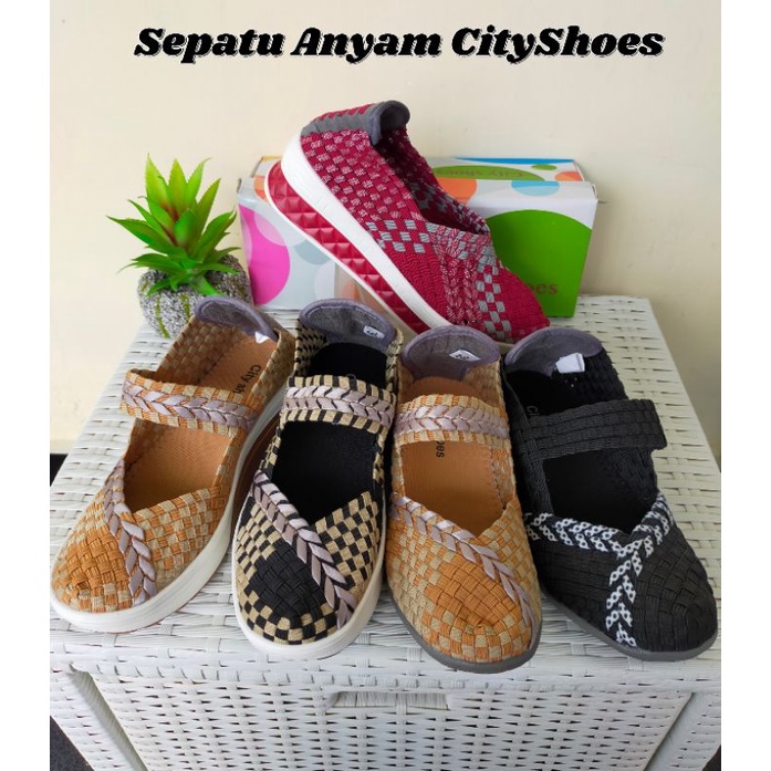 Wedges Anyam city shoes/sepatu wedges/sepatu anyam