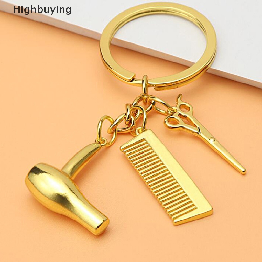 Hbid Alat Tukang Cukur Gantungan Kunci Pengering Rambut Gunting Sisir Liontin Simulasi Keychain Glory