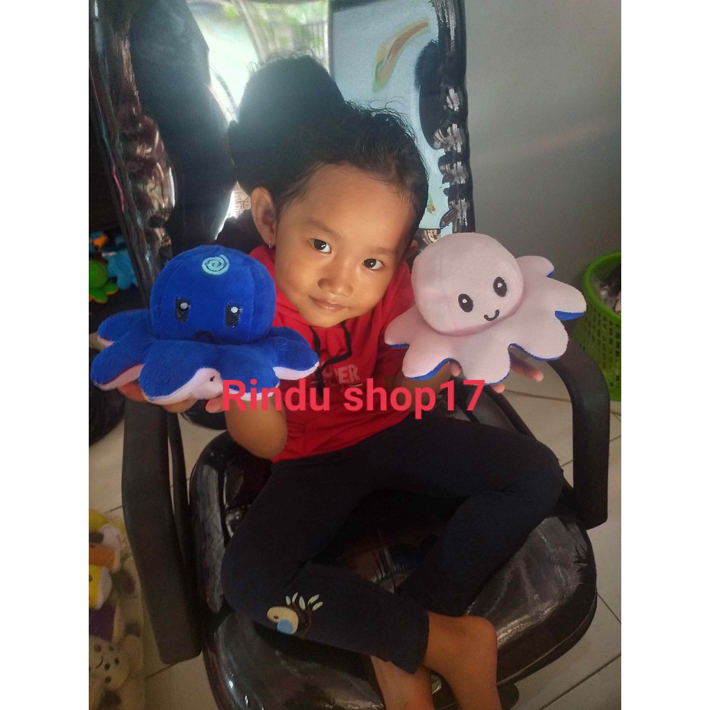 (RS)Boneka Gurita  Bolak - Balik Dua Sisi Reversible MENYALA ada lampu led nya