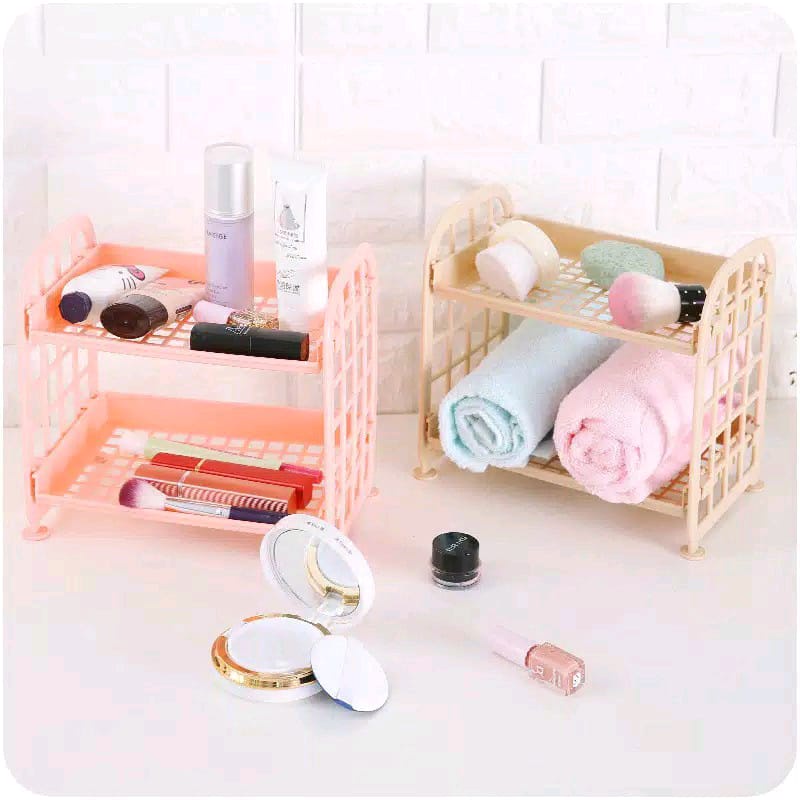 Rak Bumbu Dapur Duduk 2 Layer Rak Bumbu Dapur Penyimpanan Serbaguna Plastik Kuat