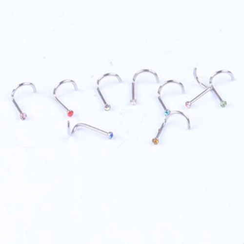 10pcs/set Fashion Wanita Punk Warna-Warni Berlian Imitasi Bedah Hidung Hoop Cincin Studs Perhiasan Tindik Tubuh