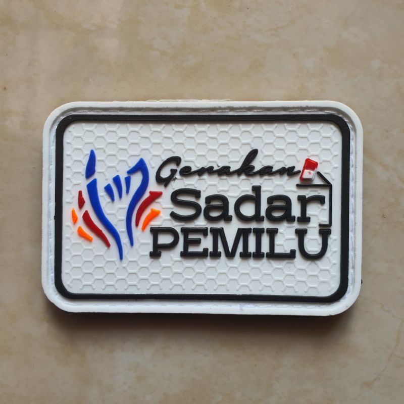 patch rubber logo gerakan sadar pemilu / pemilihan umum / tempelan emblem karet velcro