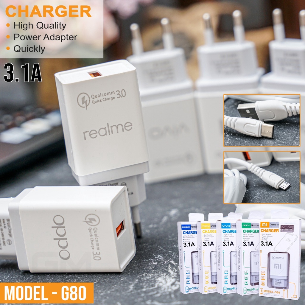 Charger Brand Fast Charging G-80/A-82  Qualcom 3.0 TC Fast Charging G-80/A-82 Micro &amp; Type C 5 Brand