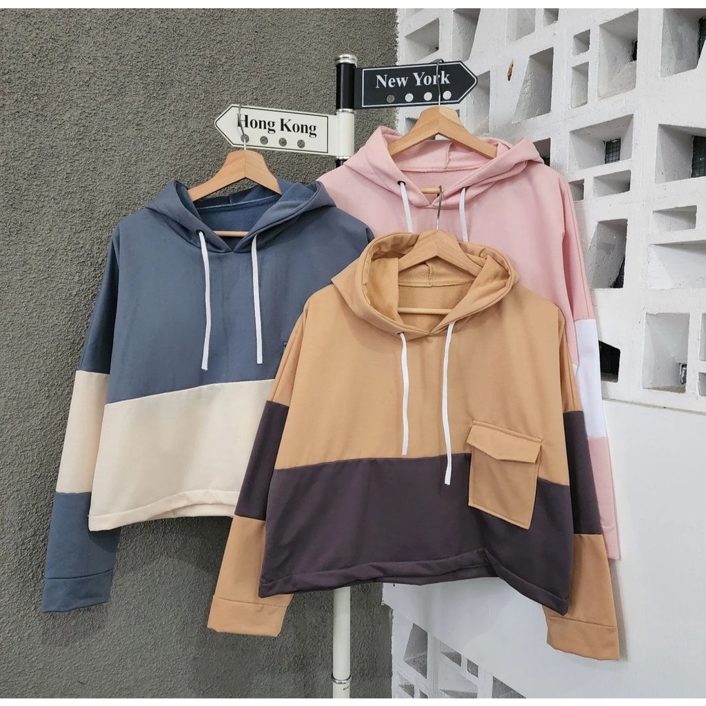 POCKIYO BLASTER HOODIE WANITA SWEATER CUTE GIRL ALA KOREAN OUTFIT LUCU ATASAN GAYA CASUAL