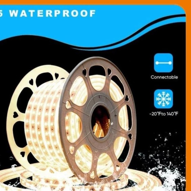 LAMPU LED STRIP SELANG SMD 5050 100 M 220 V OUTDOOR DEKORASI Dijual Permeter Blum Termasuk Socket