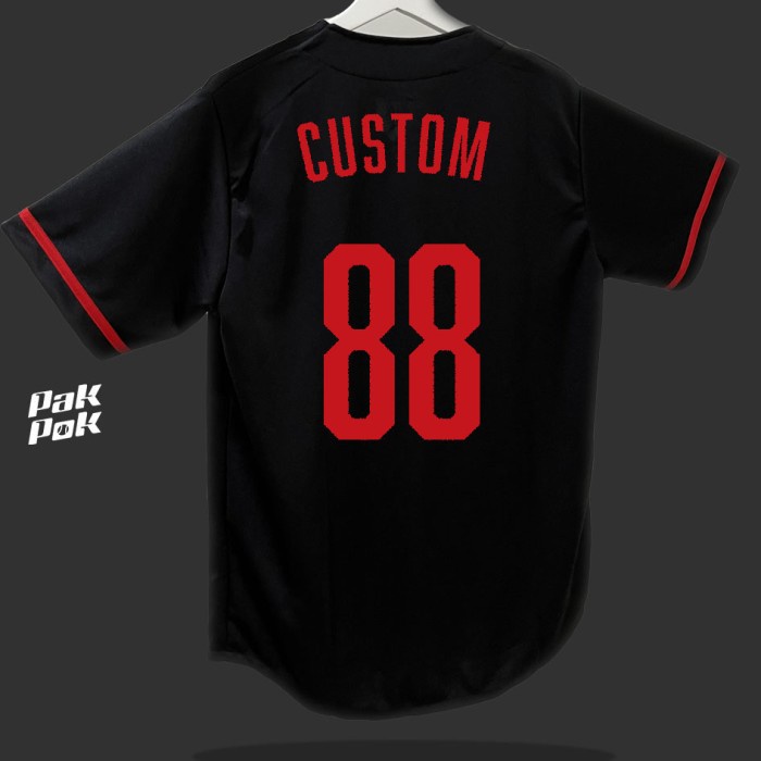 Bisa COD CUSTOM Indonesia Baseball Jersey - Black Edition Original Asli