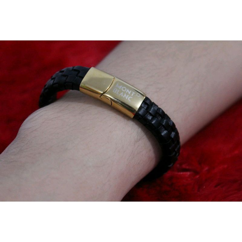 Gelang Kulit Asli Pria MONTBLANC MB21 MIRROR QUALITY