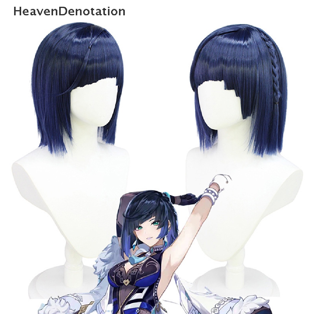 [HeavenDenotation] Genshin Impact Yelan Cosplay Wig Pendek Lurus Wanita Cosplay Anime Wig HDV