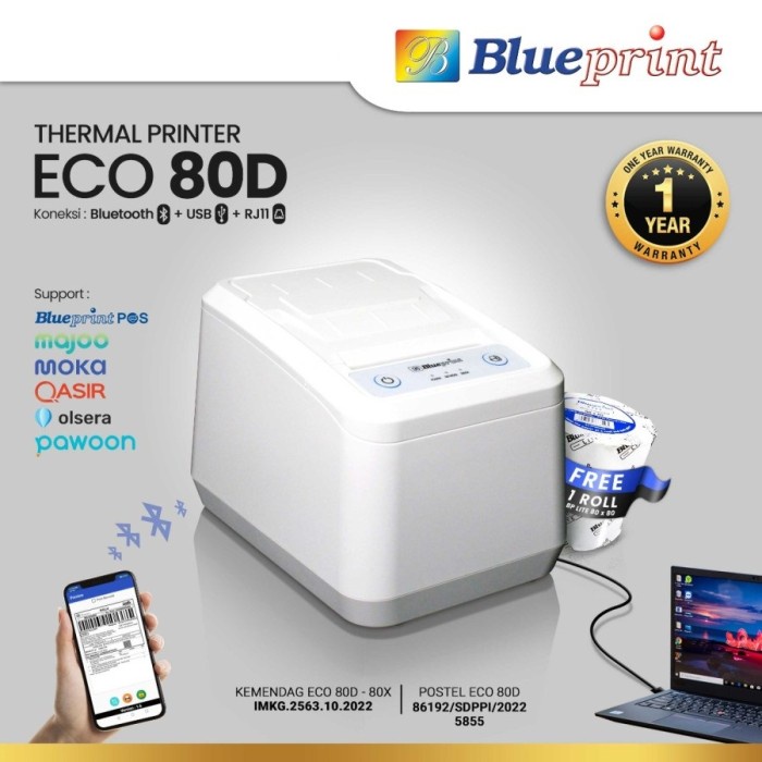Printer Thermal Dekstop 80mm BLUEPRINT ECO80D / ECO 80D USB+ Bluetooth
