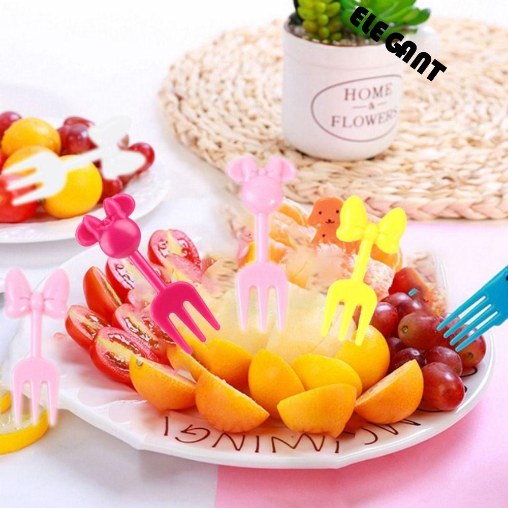 [Elegan] Lunch Picks Mini Kreatif Lucu Reusable Plastik Kartun Hewan Buah Makanan Picks