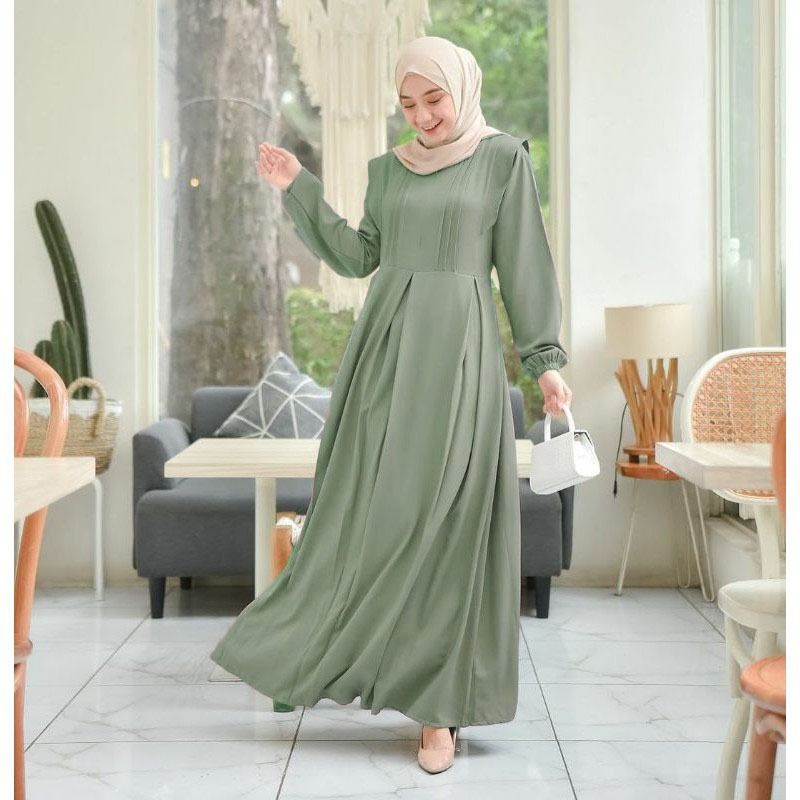 TANISHA DRESS CRINCLE AIRFLOW SIZE  S M L XL gamis terbaru/ termurah remaja terkini