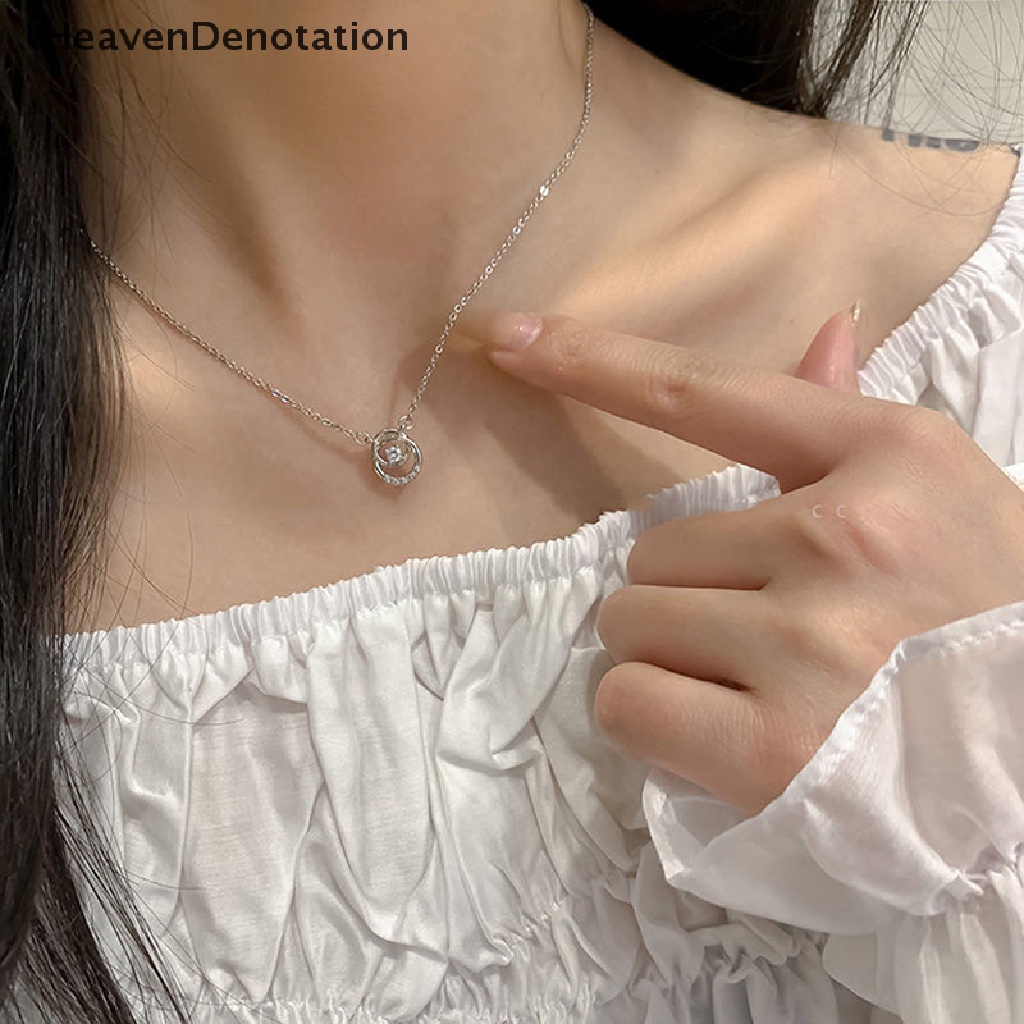 [HeavenDenotation] Ins Fashion Warna Silver Shiny Flash Kalung Geometris Lingkaran Liontin Perempuan Sederhana Klavikula Rantai Pesta Pernikahan Perhiasan Hadiah HDV