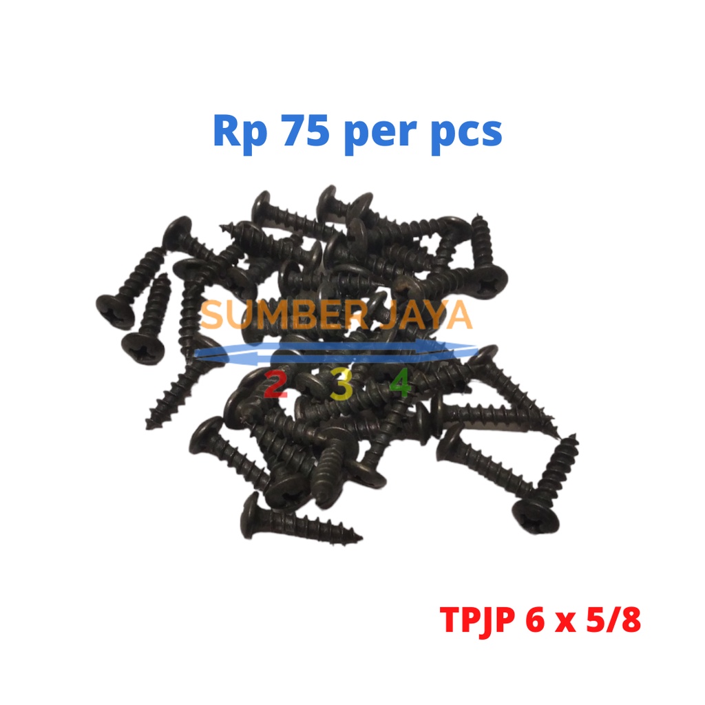 BAUT TPJP 6 x 5/8 HITAM PER 100 PCS