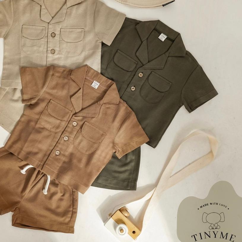 ♂ TINYME 6-24 bln || JUNGLE SET ATASAN + CELANA  (1 set) KAOS BAYI ANAK SAFARI ZOO KEMEJA CASUAL cat