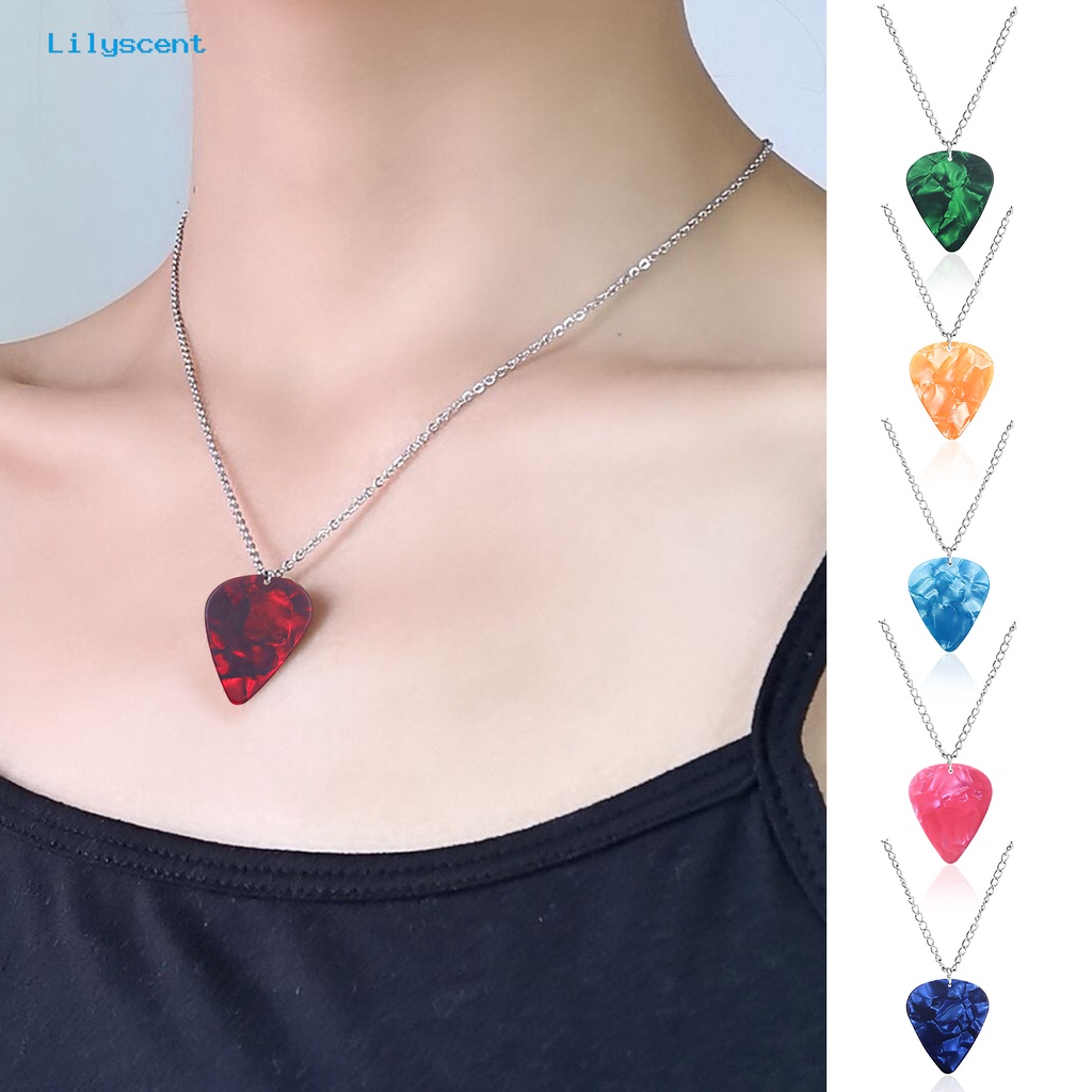 [LS] Unisex Kalung Bentuk Hati Permata Imitasi Geometris Vibrant Semua Cocok Dekorasi Hadiah Wanita Pria Pick Gitar Liontin Kalung Perhiasan Untuk Club