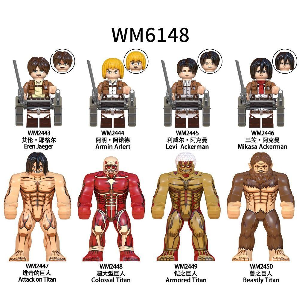 REBUY Rebuy Attack on Titan Blok Model Kecil Mainan Anak Kreativitas Angka Mainan Dekorasi Rumah Erem Jaeger Armin Levi Collection Mainan Rakitan Mainan Blok Bangunan Mainan