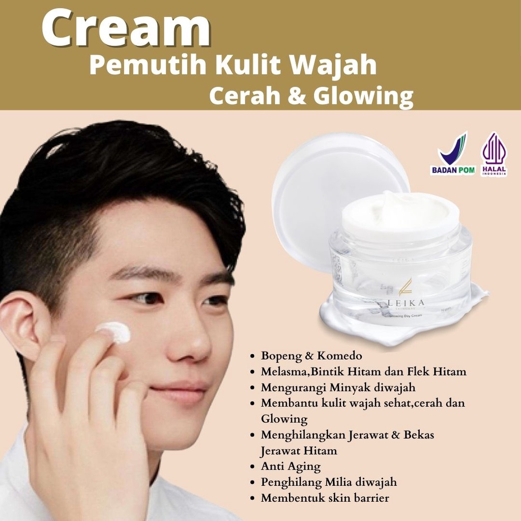 Ampuh Pemutih wajah pria permanen Bpom cream pemutih wajah glowing cepat pemutih muka glowing cream 