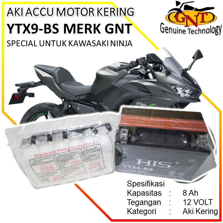 AKI ACCU MOTOR KERING YTX9-BS /  ACCU kering motor ninja rr 150 /  ACCU kering motor ninja 2tak /  A