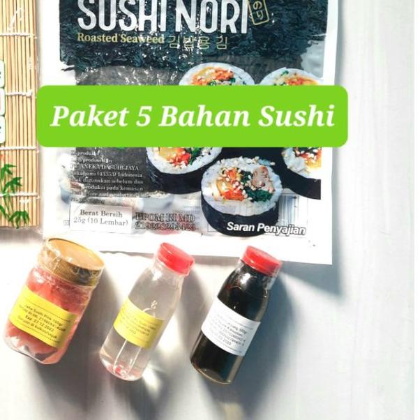 

☀ Paket Bahan Sushi Tipe 5 Halal Nori Cuka Bambu Gari Shoyu Jahe jepang gari soy sauce Vinegar seaweed red ginger ☛