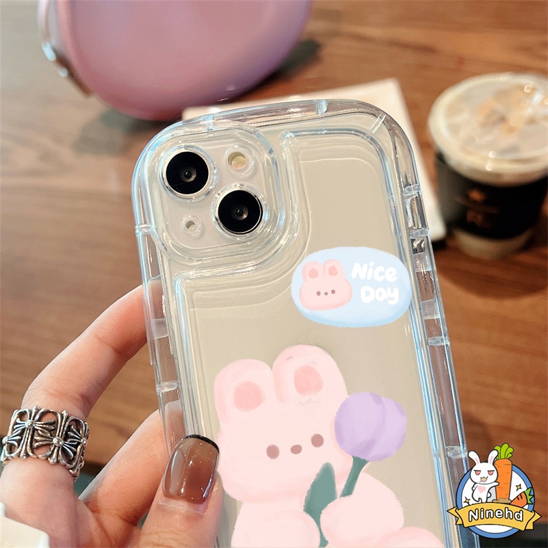 IPHONE Casing Kompatibel Untuk Iphone14 13 12 11 Pro Max X Xr Xs Max8 7 6 6s SE 2020 Plus Lovely Bear Air Cushion Phone Case Bening Silikon Airbag Shockproof Soft Case Cover Pelindung