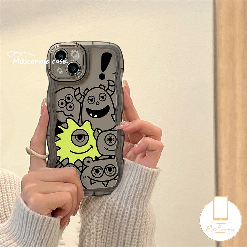 Casing Kartun Wavy Edge Case Oppo A96 A15 A78 A57 A3s A54 A17K A95 A17 A16 A7 A77s A9 A53 A12 A16s A74 A5s A55 A76 A1k A77 A5 A16K A52 Reno 8T 5F 7Z 8 6 Monster Kecil Lucu Lembut Sarung