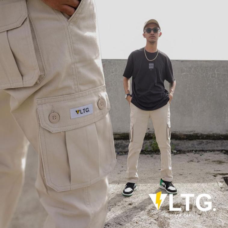 LANGSUNG KIRIM Celana Cargo Panjang VLTG.industry Warna Cream Kualitas Bahan Premium A