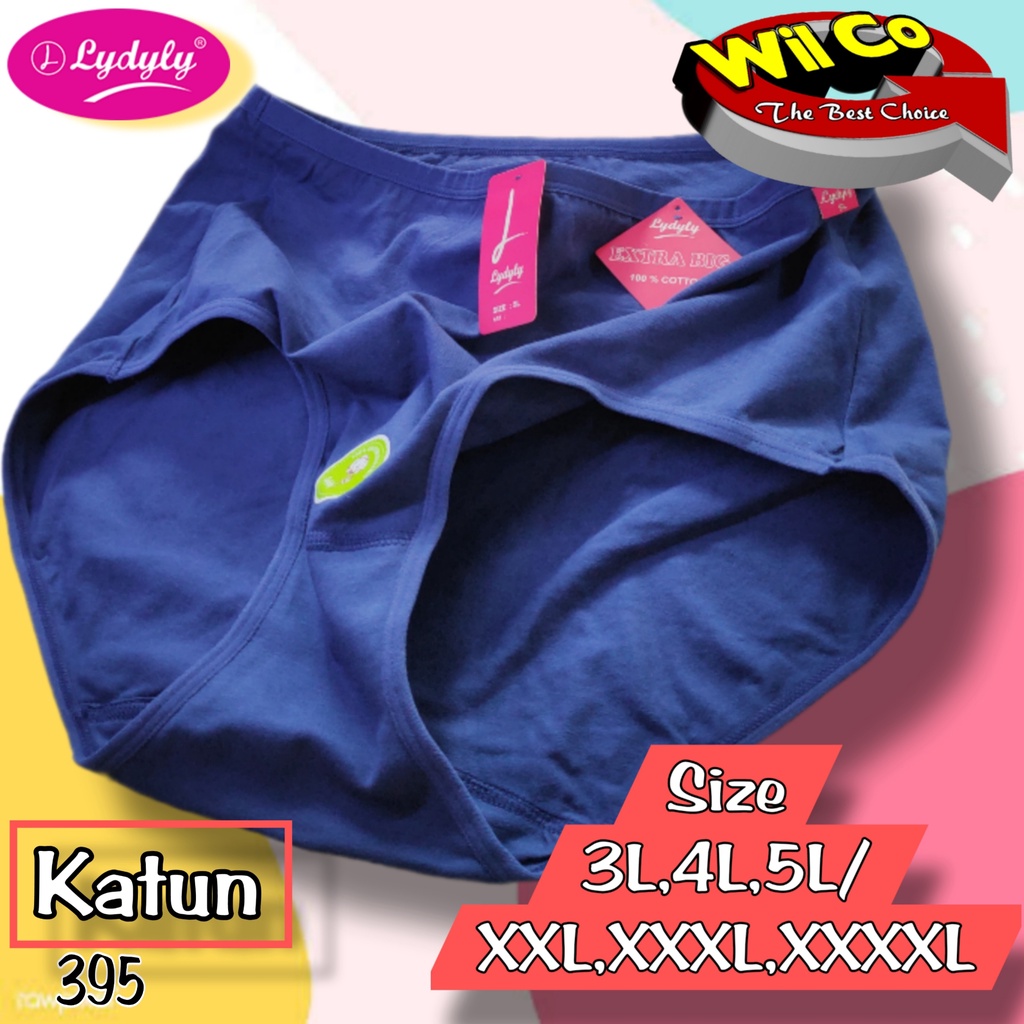 K395 - (Harga Per 1 Potong) CELANA DALAM WANITA PAKAIAN WANITA PAKAIAN DALAM JUMBO KATUN LYDYLY BIG SIZE 3L - 5L