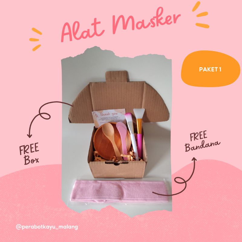 Set Alat Masker wajah/ Kado Alat Masker/ Mangkok masker kayu