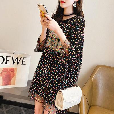 (LOLI-JKT) BD-403 DRESS ANAK CEWEK POLKADOT DINO PEBBLES SIZE 90-160