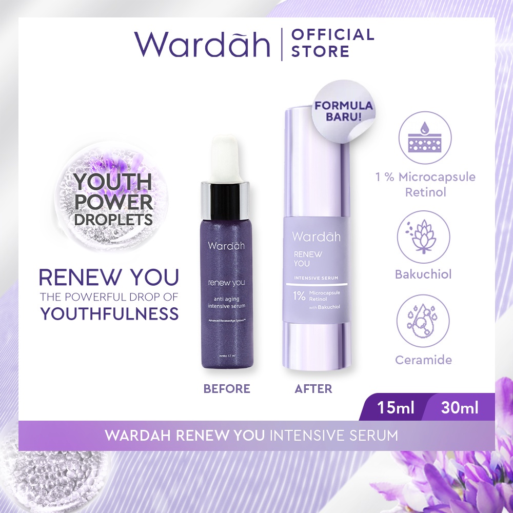 GIRLSNEED77 - COD - Wardah Renew You Anti Aging Intensive Serum 15ml / 30ml Serum Anti Aging Samarkan Garis Halus