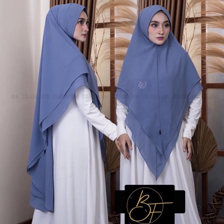RECOMENDED TERBARU KHIMAR BARAKA WARNA DENIM JUMBO SWAROSKY HIJAB INSTAN BAHAN CERUTY BABY DOLL TER 
