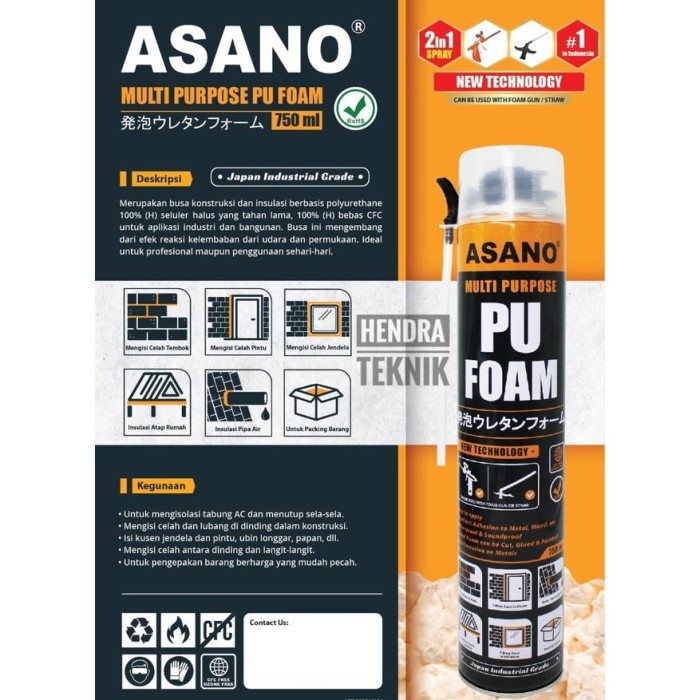 Pu Foam Asano Semprotan Busa Peredam Panas Peredam Suara Pu Sealent