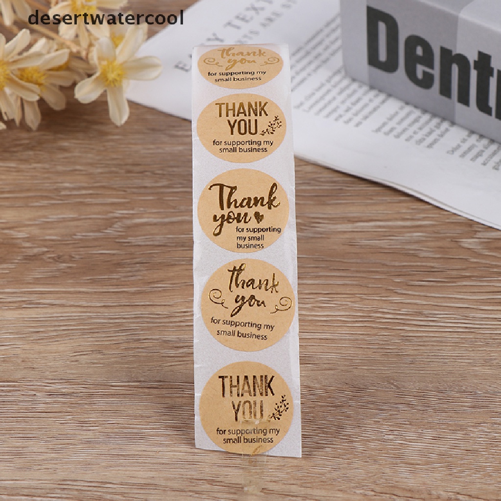 Deid 500pcs thank you for supporg my business Kraft Stiker Foil Emas Stiker Martijn