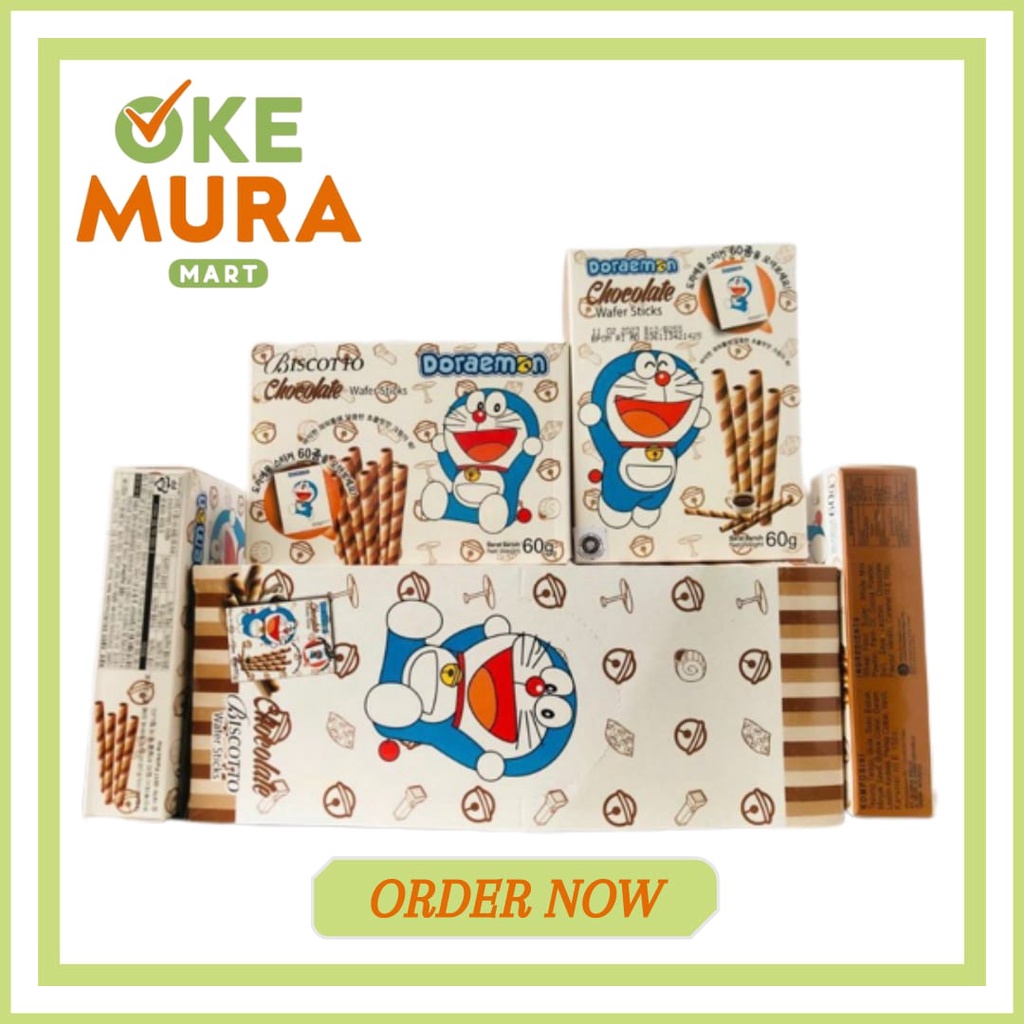 

BISKITOP BISKUIT ANAK DORAEMON RASA CHOCOLATE DAN VANILA 60 GR/BISKUIT ANAK SAAT LEBARAN/BISKUIT WAFER STICK ROLL MURAH