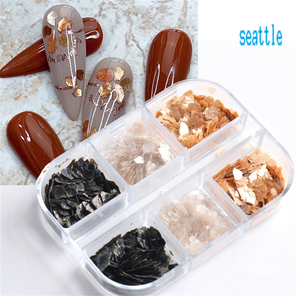 Mica Slice / Payet Reflektif 6 Grid / Box Untuk Membuat Nail Art Cantik