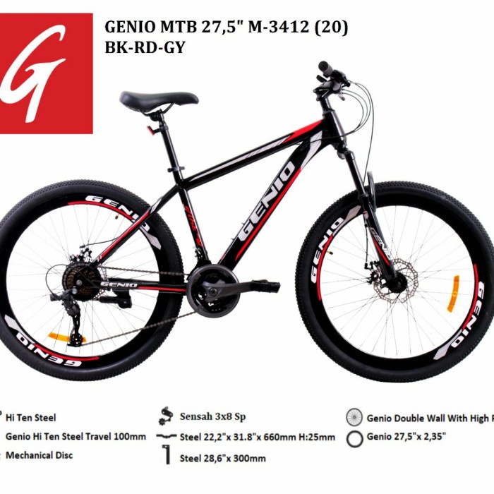 Sepeda Gunung Mtb 27.5 Genio M-3412 By United New #Original