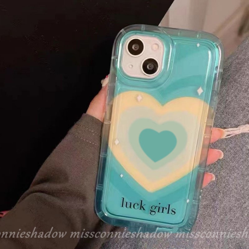 IPHONE Ins Gradiasi Manis Cinta Hati Pasangan Ponsel Case Kompatibel Untuk Iphone14 Pro MAX 7Plus XR 11 12 13 14 Pro Max6 6S Plus 8Plus X XS MAX Shockproof Airbag Lembut TPU Cover