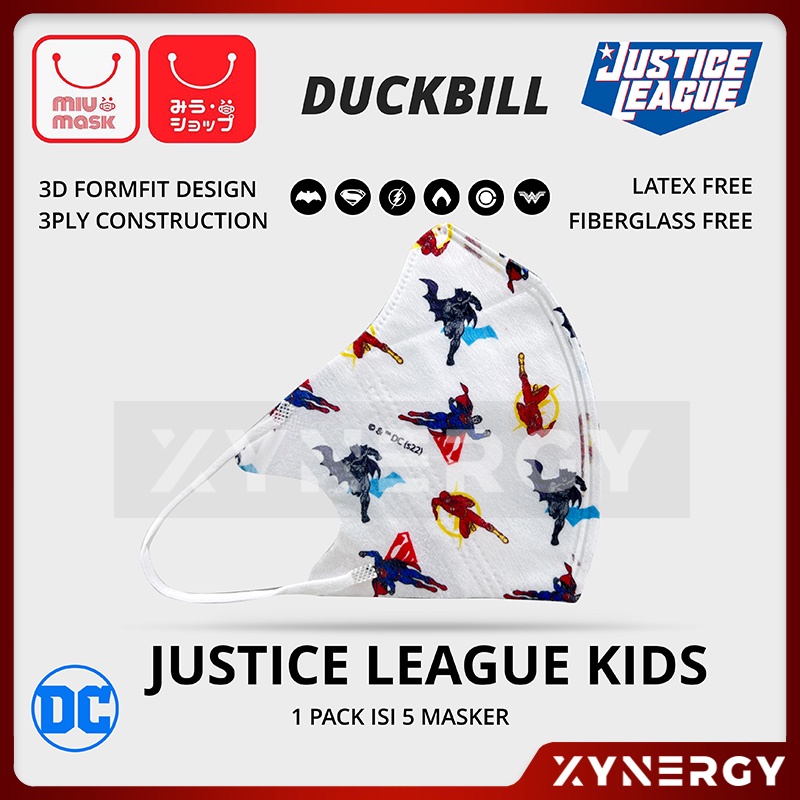 Masker MIU MASK Justice League 3D Duckbill Mask Anak (3Ply)