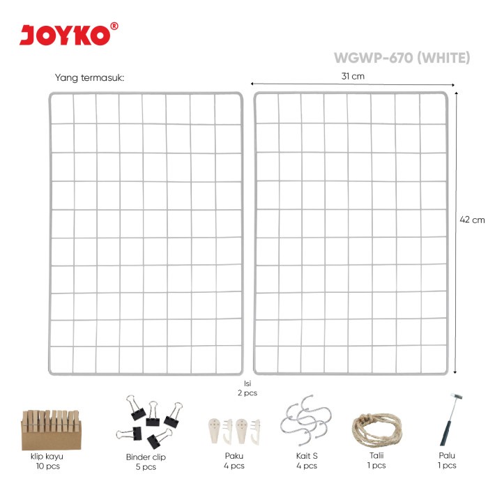 MURAH-Hijang Wire Grid Wall Panel Kawat Jaring Hiasan Dinding Joyko WGWP-670 - White-3.2.23
