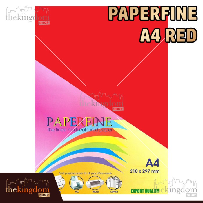 

Terlaris Paperfine Kertas Hvs Warna A4 Red Merah / Isi 500 Lembar