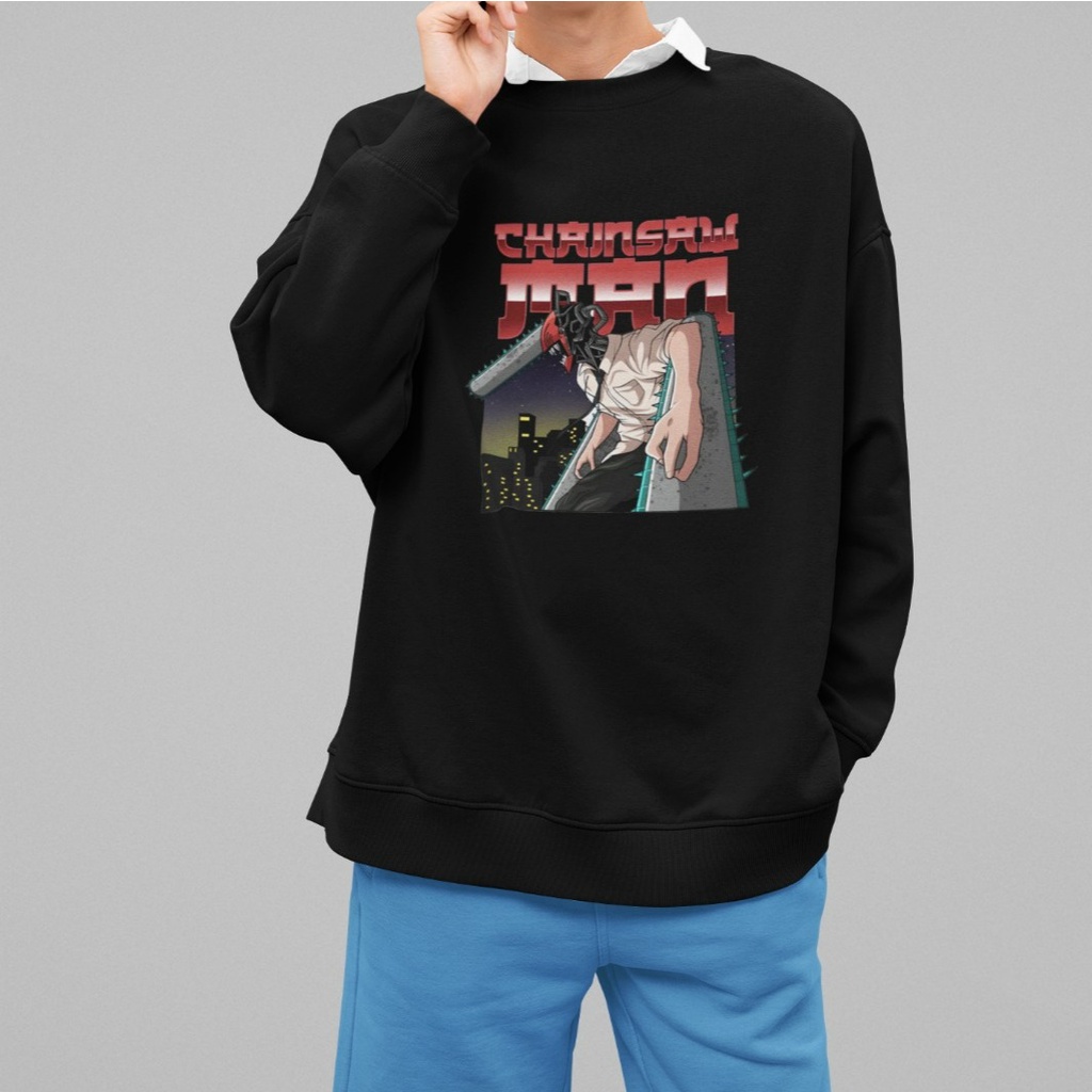 CREWNECK ANIME CHAINSAW MAN SWEATER CREWNECK ANIME SWEATER UNISEX / SWEATER UNISEX TEBAL