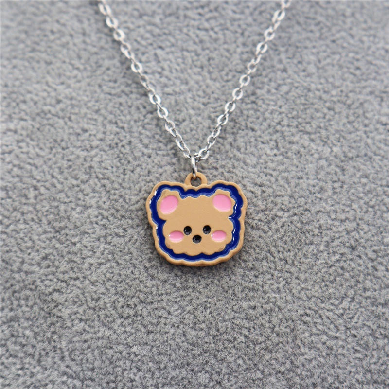 Ladies Kalung Bear Spray-painted Pendant Perhiasan Siswa Kalung Anak Hadiah Ulang Tahun Aksesoris Fashion