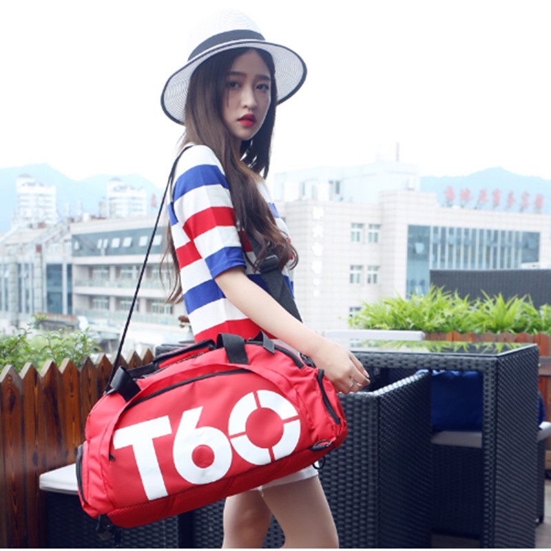 Tas Fitness T60 Ransel Selempang Bag Bepergian Olahraga Tempat Penyimpanan Pakaian Baju Aksesoris
