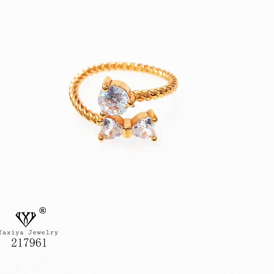 Diskon Terkini Yaxiya Cincin Silver Wanita Permata Zircon Perhiasan Lapis Emas 18K 420
