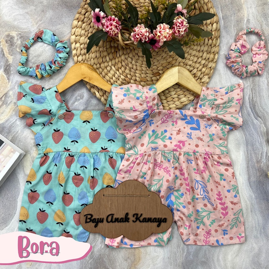 3-18 BULAN OVERALL BAYI PEREMPUAN BORA BAJU KODOK BAYI JUMPSUIT BAYI BY BAJUANAKKANAYA