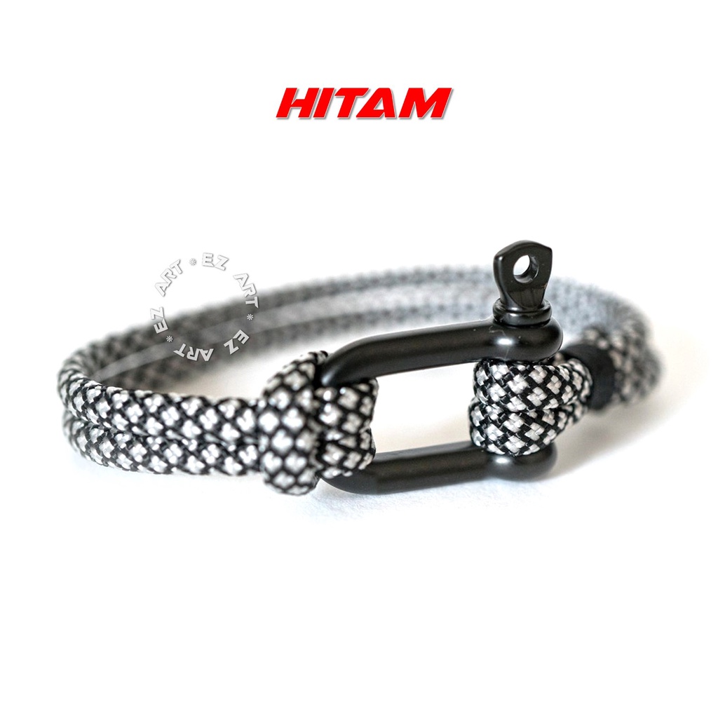 Gelang Paracord Shakle Buckle Tipe D Layer Ganda Motif Diamond Elegan Pria Wanita Pendaki Gunung Survival